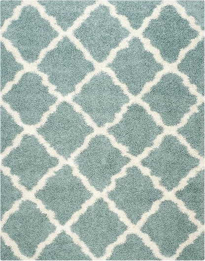 SAFAVIEH Dallas Shag Collection Area Rug - 10' x 14', Seafoam & Ivory, Trellis Design, Non-Shedding & Easy Care, 1.5-inch Thick Ideal for High Traffic Areas in Living Room, Bedroom (SGD257C)