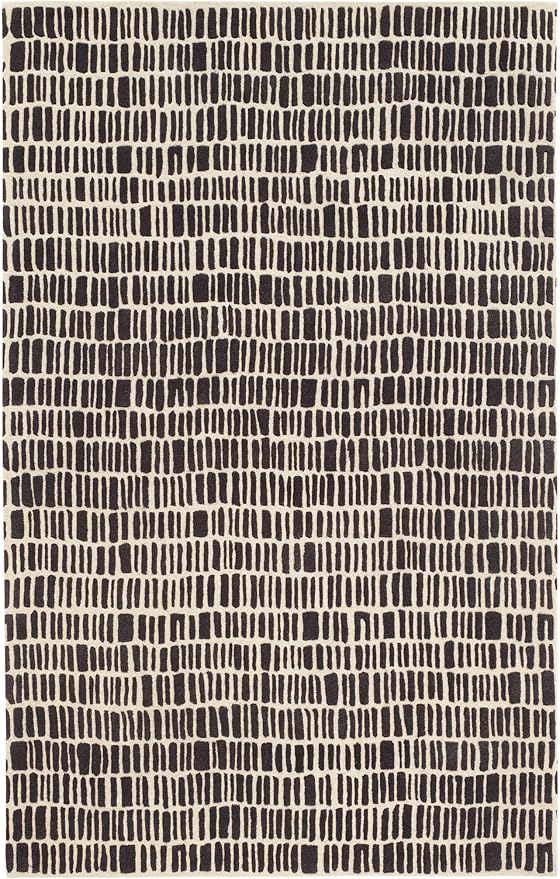 Dash and Albert Roark Wool Area Rug - 5' x 8' Charcoal Geometric Hand Tufted Accent Rug - Durable, High Traffic Areas Hallway, Living Room, Stairs - Premium Luxury Hotel Quality Soft Breathable