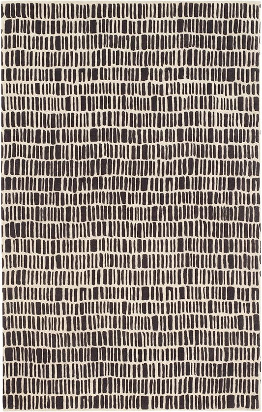 Dash and Albert Roark Wool Area Rug - 5' x 8' Charcoal Geometric Hand Tufted Accent Rug - Durable, High Traffic Areas Hallway, Living Room, Stairs - Premium Luxury Hotel Quality Soft Breathable