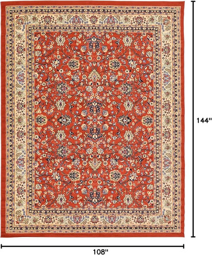 Rugs.com Yasmin Collection Rug – 9' x 12' Terracotta Medium Rug Perfect for Living Rooms, Large Dining Rooms, Open Floorplans