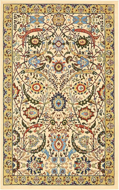 Unique Loom Espahan Collection Area Rug - Cape Cod (5' 1" x 8' Rectangle, Cream/ Black)