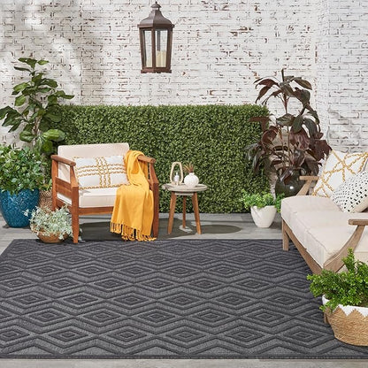 Nourison Home Versatile Charcoal Black 7' x 10' Area Rug - Easy Clean, Non Shedding, Bed Room, Living Room, Dining Room, Kitchen (7' x 10')