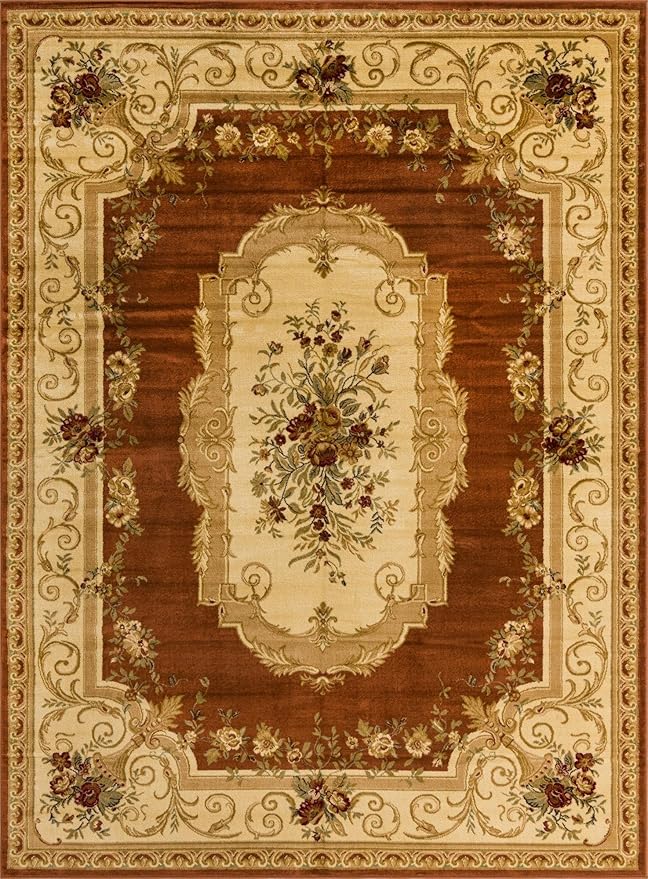Rugs.com Chateau Collection Rug – 9' x 12' Brick Red Medium Rug Perfect for Living Rooms, Large Dining Rooms, Open Floorplans