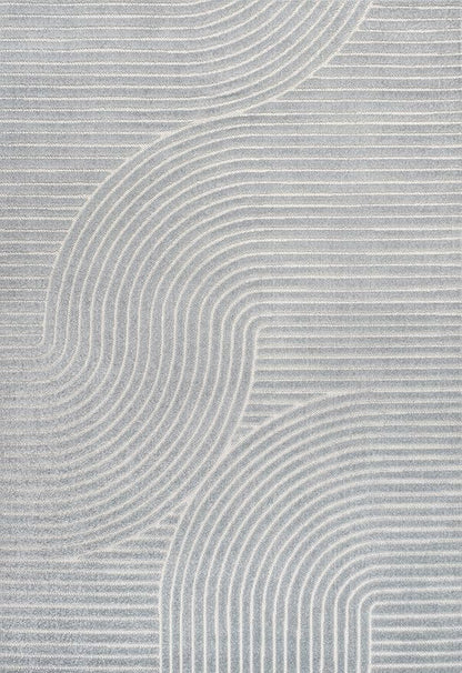 JONATHAN Y Hallie High-Low Curve Light Blue/Cream 8x10 Indoor/Outdoor Area Rug, Minimalist Geometric, Pet Friendly, for Patio, Backyard, Living Room, Bedroom, Office, Hose-Washable (SCN100E-8)