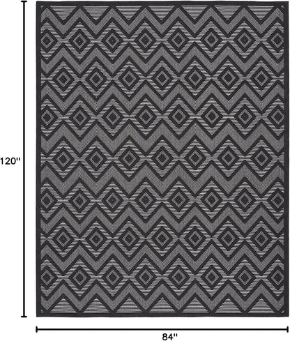 Nourison Home Versatile Charcoal Black 7' x 10' Area Rug - Easy Clean, Non Shedding, Bed Room, Living Room, Dining Room, Kitchen (7' x 10')