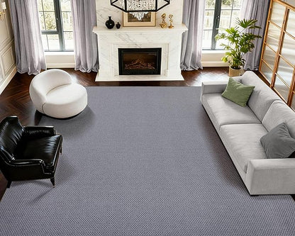 ANSSO 5x7 Wool Rugs for Living Room,80% Merino Wool and 20% Cotton Soft Tufted Area Rug with Cotton Non-Slip Backing,Large Area Rug for Bedroom Bedroom, Dining and Home Office (Dark Gray)
