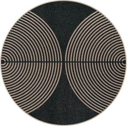 Lahome Modern Rainbow Round Rug, 6ft Easy Jute Circle Patio Rug Washable Indoor Outdoor Carpet for Living Room, Farmhouse Natural Contemporary Round Mat for Entryway Backyard Porch