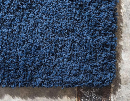 Unique Loom Solid Shag Collection Area Rug (4' 1" x 6' 1" Rectangle, Sapphire Blue/ Navy Blue)