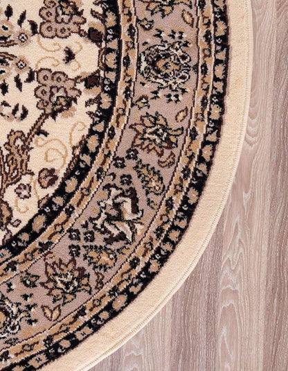 Unique Loom Sialk Hill Collection Area Rug - Washington (3' 3" Round Ivory/Black)