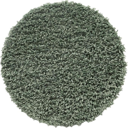 Unique Loom Davos Shag Collection Area Rug - Solid (2' Round, Sage)