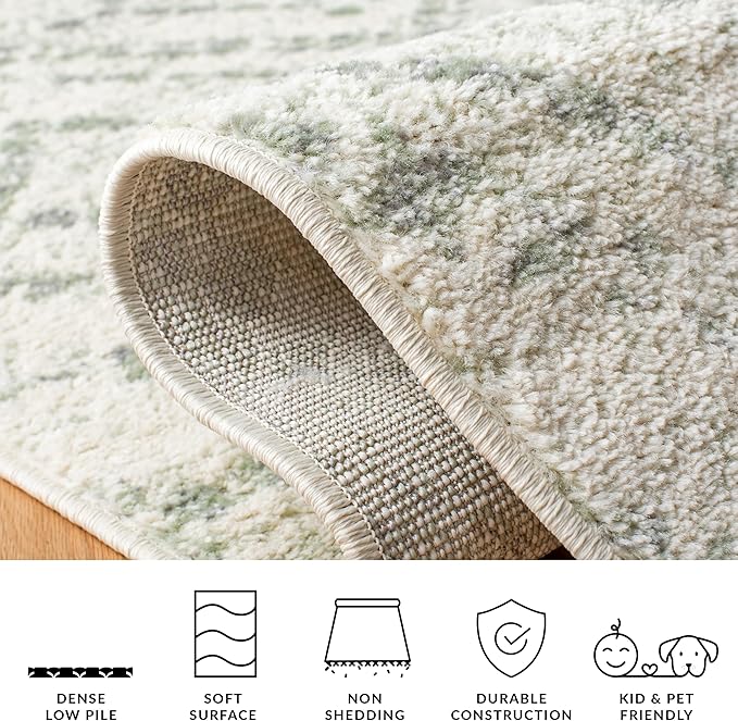 SAFAVIEH Adirondack Collection Runner Rug - 2'6" x 10' Runner, Ivory & Green, Modern Diamond Distressed Design, Ideal for High Traffic Areas in Living Room, Bedroom, Dining (ADR131X-210)