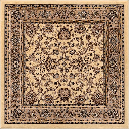 Unique Loom Sialk Hill Collection Area Rug - Washington (5' Square Ivory/Black)