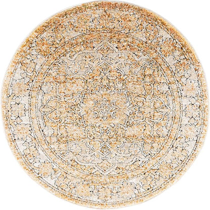 Unique Loom Isabella Collection Area Rug - Adjani (3' 3" Round, Beige/ Black)