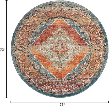 Unique Loom Isabella Collection Area Rug - Rossellini (6' 1" Round, Rust Red/ Beige)