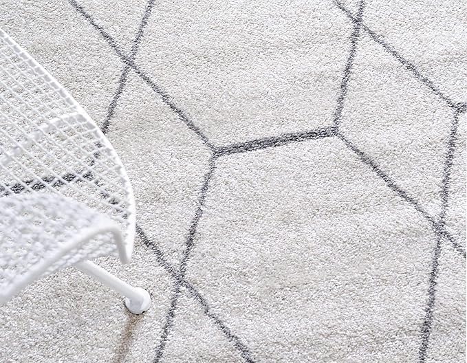 Unique Loom Trellis Frieze Collection Area Rug - Geometric (5' x 8' Oval, Ivory/ Gray)