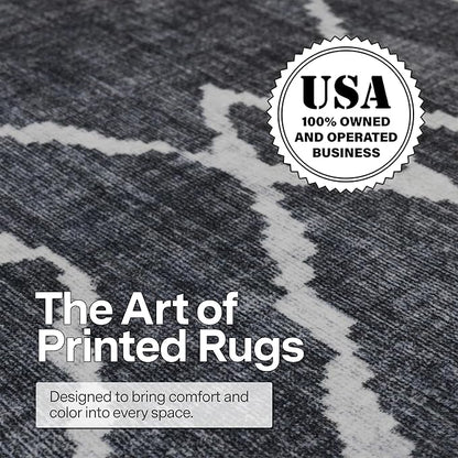 ReaLife Rugs Machine Washable Area Rug - Living Room Bedroom Bathroom Kitchen Entryway Office - Padded Crease Free Stain Resistant Premium - Moroccan Diamond Tribal- Jax - Gray- 2'x 3'