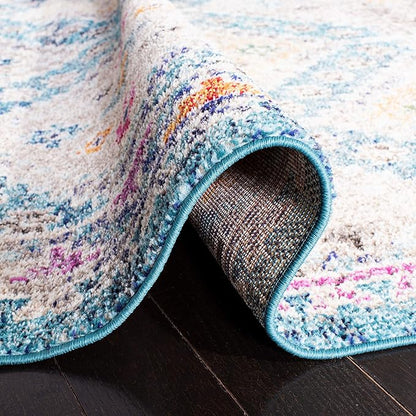 SAFAVIEH Madison Collection Runner Rug - 2'2" x 10', Dark Blue & Yellow, Boho Diamond Distressed Design, Non-Shedding & Easy Care, Ideal for High Traffic Areas in Living Room, Bedroom (MAD418N)