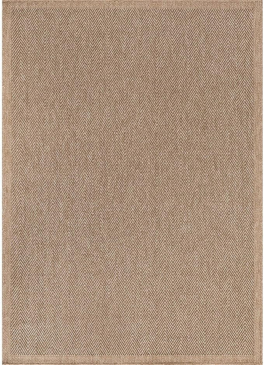 CAMILSON Easy Jute Rug 6x9, Indoor Outdoor Natural Color Fiber Area Rugs for Living Room Patio and Bedroom Rug Herringbone Seagrass Woven Design Easy-Cleaning, Washable Outside Carpet Alfombras 6 x 9