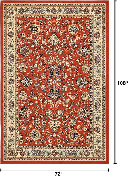 Rugs.com Yasmin Collection Rug – 6' x 9' Terracotta Medium Rug Perfect for Bedrooms, Dining Rooms, Living Rooms