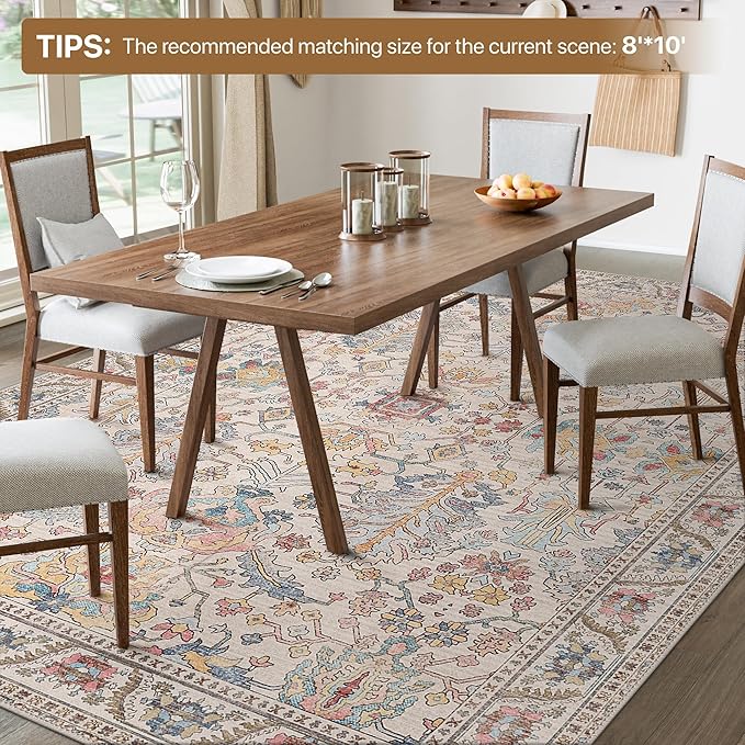 Bavni Runner Rug, Machine Washable Rugs for Bedroom 2x10, Non Slip Boho Rugs with Rubber Backing, Ultra-Thin Folable Rug Runner for Hallways Bathroom, Retro Multi