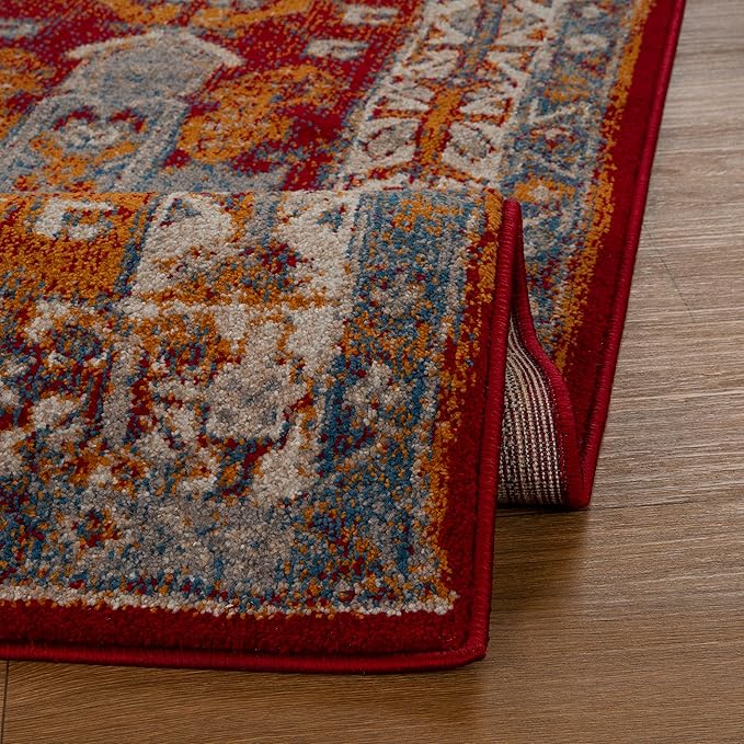 LUXE WEAVERS Moroccan Floral Red 9x12 Area Rug for Living Room