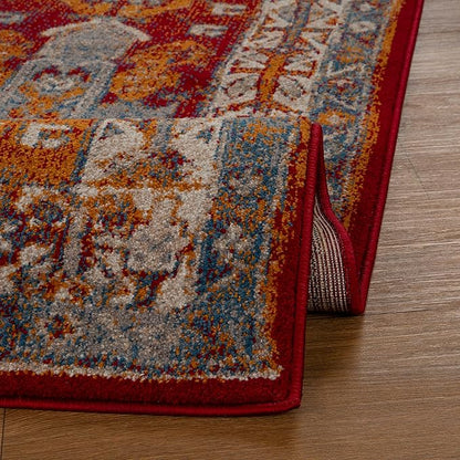 LUXE WEAVERS Moroccan Floral Red 9x12 Area Rug for Living Room