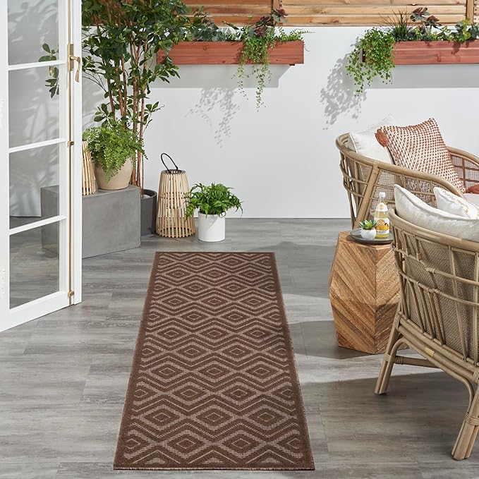 Nourison Home Versatile Brown 2'2" x 7'6 Area Rug - Easy Clean, Non Shedding, Bed Room, Living Room, Dining Room, Kitchen (8' Runner)