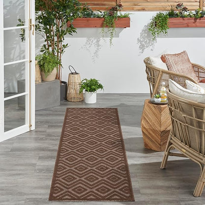 Nourison Home Versatile Brown 2'2" x 7'6 Area Rug - Easy Clean, Non Shedding, Bed Room, Living Room, Dining Room, Kitchen (8' Runner)