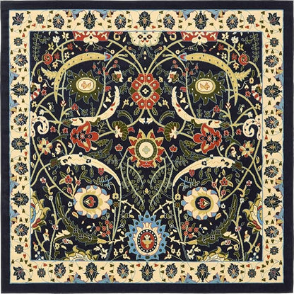 Unique Loom Espahan Collection Area Rug - Cape Cod (7' 10" Square, Navy Blue/ Black)