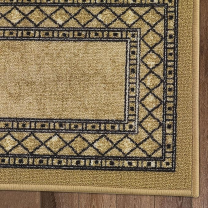 Antep Rugs Alfombras Modern Bordered 2pc Non-Skid (Non-Slip) Low Profile Pile Rubber Backing Indoor Kitchen Runner Rugs (Brown, 2pc Set)