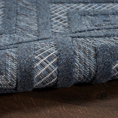 Nourison Home Versatile Navy Blue 5' x 7' Area Rug - Easy Clean, Non Shedding, Bed Room, Living Room, Dining Room, Kitchen (5' x 7')