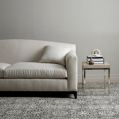 Dash & Albert Temple Charcoal Hand Micro Hooked Wool Rug, 6 X 9 Feet, Grey Geometric Pattern