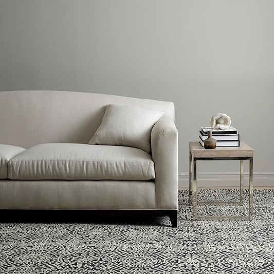 Dash & Albert Temple Charcoal Hand Micro Hooked Wool Rug, 5 X 8 Feet, Grey Geometric Pattern