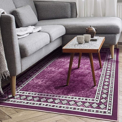 Antep Rugs Alfombras Modern Bordered 8x10 Non-Skid (Non-Slip) Low Profile Pile Rubber Backing Indoor Area Rugs (Purple, 7'10" x 10')