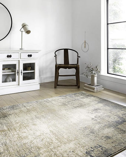 Loloi Teagan Collection TEA-08 Ivory/Mist 11'-6" x 15' Area Rug, Large, Soft Neutral Rug, High-Traffic for Living Room, Bedroom, Home Office, Dining Area