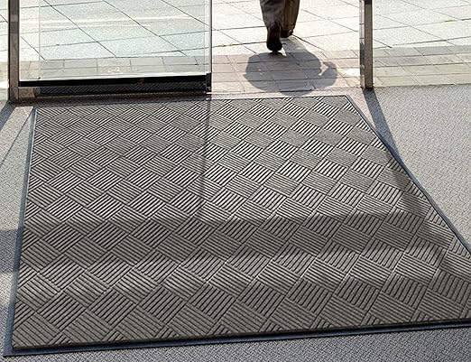 WaterHog Diamond | Commercial-Grade Entrance Mat with Rubber Border – Indoor/Outdoor, Quick Drying, Stain Resistant Door Mat (Medium Grey, 3' x 6')