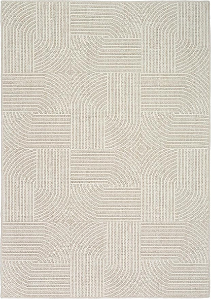 Nourison Home Textured Home Beige Ivory 3'11" x 5'11" Area Rug - Easy Clean, Non Shedding, Bed Room, Living Room, Dining Room, Kitchen (4' x 6')