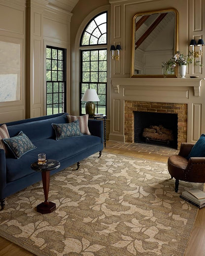 Loloi Chris Loves Julia Rue Collection RUE-02 Olive/Sage 9'-3" x 13' Area Rug Jute Neutral Floral Living Room Bedroom Rug