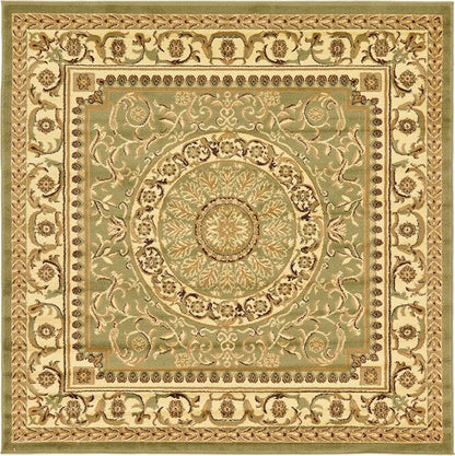 Unique Loom Versailles Collection Traditional Classic Medallion Floral Motif Area Rug (6' 0 x 6' 0 Square, Green/ Ivory)