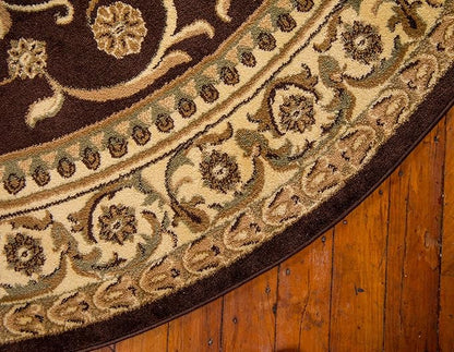 Unique Loom Versailles Collection Traditional Classic Medallion Floral Motif Area Rug (8' 0 x 8' 0 Round, Brown/ Ivory)
