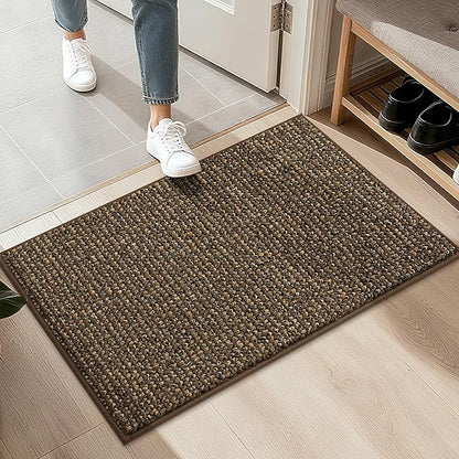 BEQHAUSE 20"x32" Entryway Rug Indoor Door Mat Non-Slip Washable, Hallway Rugs Absorbent & Stain Resist Hall Carpet Runner Rugs for Entryway, Front Door Floor Mats Laundry Room Rugs for Entry, Brown