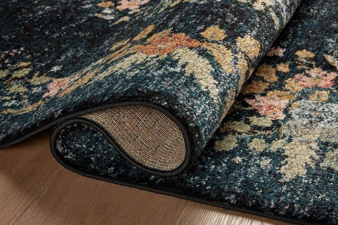 Loloi Rifle Paper Co. Laurel Collection LAU-01 Dark Navy 5'-3" x 7'-8" Area Rug