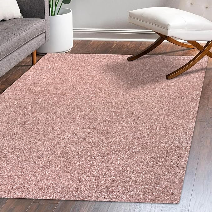 Eyely UES100P-4 Supersoft Haze Solid Low-Pile Indoor Area Rug Casual;Contemporary;Solid;Traditional, Bedroom, Kitchen, Living Room, Easy-Cleaning, Non-Shedding, 4 X 6, Pink