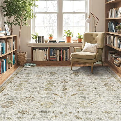 LUMI 4x6 Washable Area Rug for Living Room, Ultra Soft Traditional Vintage Rugs Non Slip with Rubber Backing, Low Profile, High Traffic, Stain Resistant Carpets, Ideal for Bedroom, Dining Room, Indoor