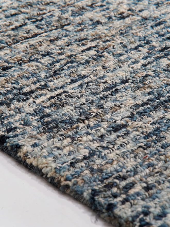 Hand Tufted Wool ECO-Friendly Area Rugs - 8'x10', Rectangle Shape, Dark & Blue, Solid Plain Design, High Pile Thick Handmade Area Rugs for Living Room, Bed Room (KWC111)