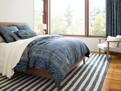 Dash & Albert Silas Stripe Navy Hand Micro Hooked Wool Rug, 2 X 3 Feet, Blue Stripe Pattern - Premium Luxury Hotel Quality Soft Breathable Hypoallergenic Machine Washable Easy Care All Season