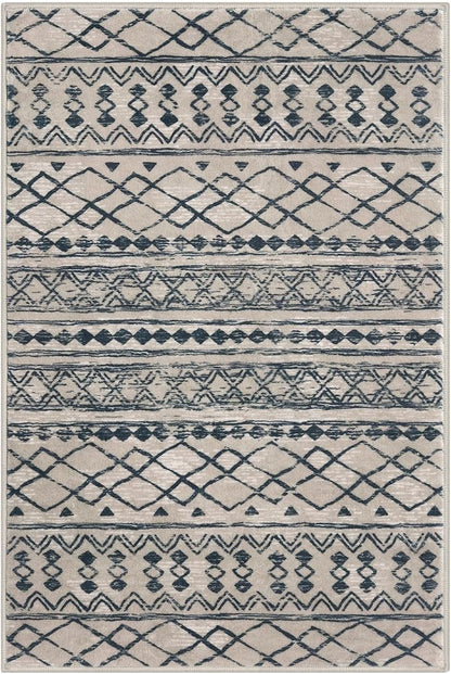 KUTA Moroccan Rugs for Entryway, 2x3 Light Brown Black Entrance Small Area Rug Non-Slip Washable, Ultra Soft Vintage Geometric Low-Pile Indoor Door Mat Floor Carpet for Kitchen