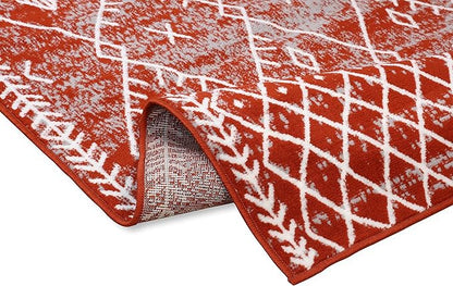 Furnish my Place Trellis Pattern Rug - 5 ft. x 8 ft, Rust, Bohemian Rug with Transitional Design