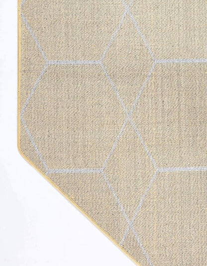 Unique Loom Trellis Frieze Collection Area Rug - Geometric (7' 10" Octagon, Yellow/ Ivory)