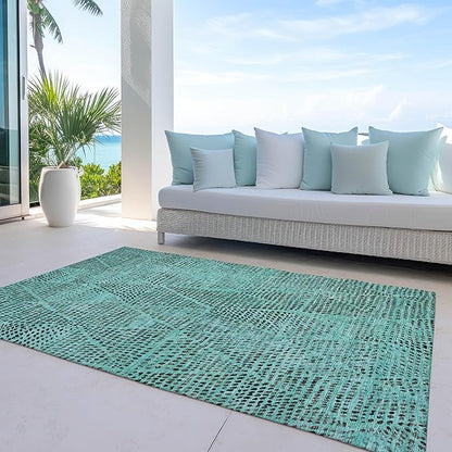 Addison Rugs Chantille ACN591 Teal 2'6" x 3'10" Indoor Outdoor Area Rug, Easy Clean, Machine Washable, Non Shedding, Bedroom, Living Room, Dining Room, Kitchen, Patio Rug